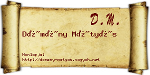 Dömény Mátyás névjegykártya