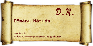 Dömény Mátyás névjegykártya